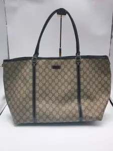Pre-owned GUCCI Canvas Shoulder Bags Tote Bag: Khaki coloured coated monogram handbag, shoulder bag with gold hardware