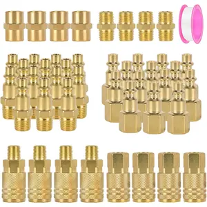 45pcs,Air Hose Fittings,Quick Connect Hose Fittings,Npt 1/4" Air Hose Fittings,Fittings,Air Tool Fittings,Accessories,Air Coupler And Plug Kit,Industrial M/D Type