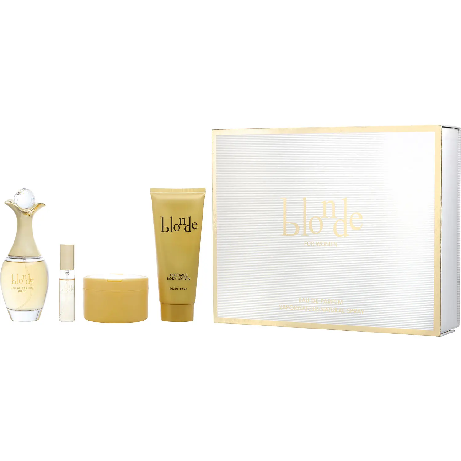 Cybele Leroy Blonde Set-Eau De Parfum 3.4 Oz Spray & Powder 1.75 Oz & Body Lotion 4 Oz & Eau De Parfum Spray Mini 0.50 Oz For Women