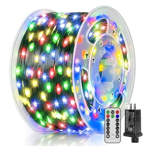 Outdoor LED String Lights: Choose from 300/500/1000 LEDs, waterproof, remote control and timer function, 8 dimming modes, and the color version can also be used as Christmas tree decorations, meeting outdoor decoration needs