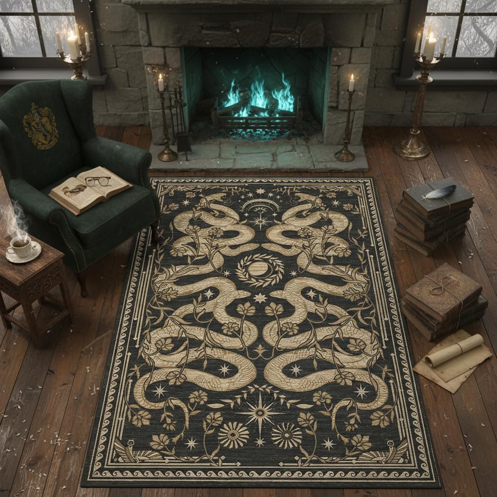 Snake Area Rug, Washable Soft Living Room Rugs Non Slip Low Pile Stain Resistant Large Throw Carpet for Bedroom Nursery Dining Room Accent Textured Floor Cover