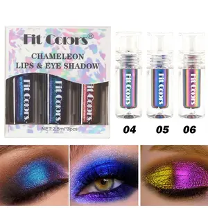 Fit Colors Optical Chameleon Eyeshadow Liquid Set, 3-Piece High-Gloss Eye Shadow & Lip Gloss, Radiant Finish, Single Item Pack