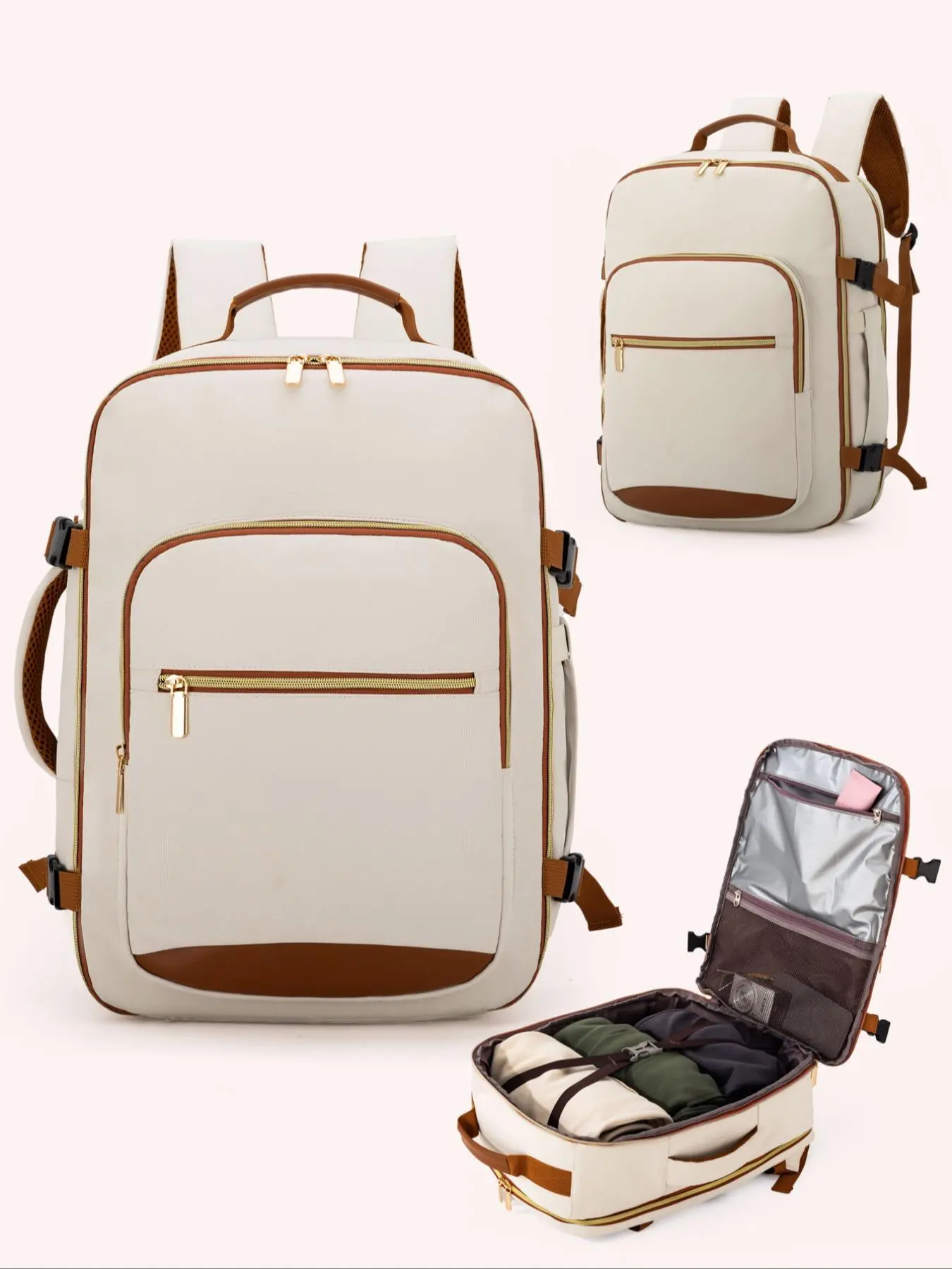 Colorblock Large Capacity Durable Casual Travel Laptop Backpack, Carry on Backpack Flight Approved, Business Weekender Overnight Daypack Hiking Ready, Travel Essentials Backpacks