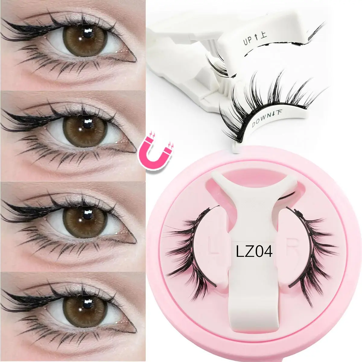 Manga Magnetic Eyelashes Reusable Cat Eye Magnetic Lashes Sensitive Eye Friendly Natural Curler Cosplay False Lashes Makeup Tool