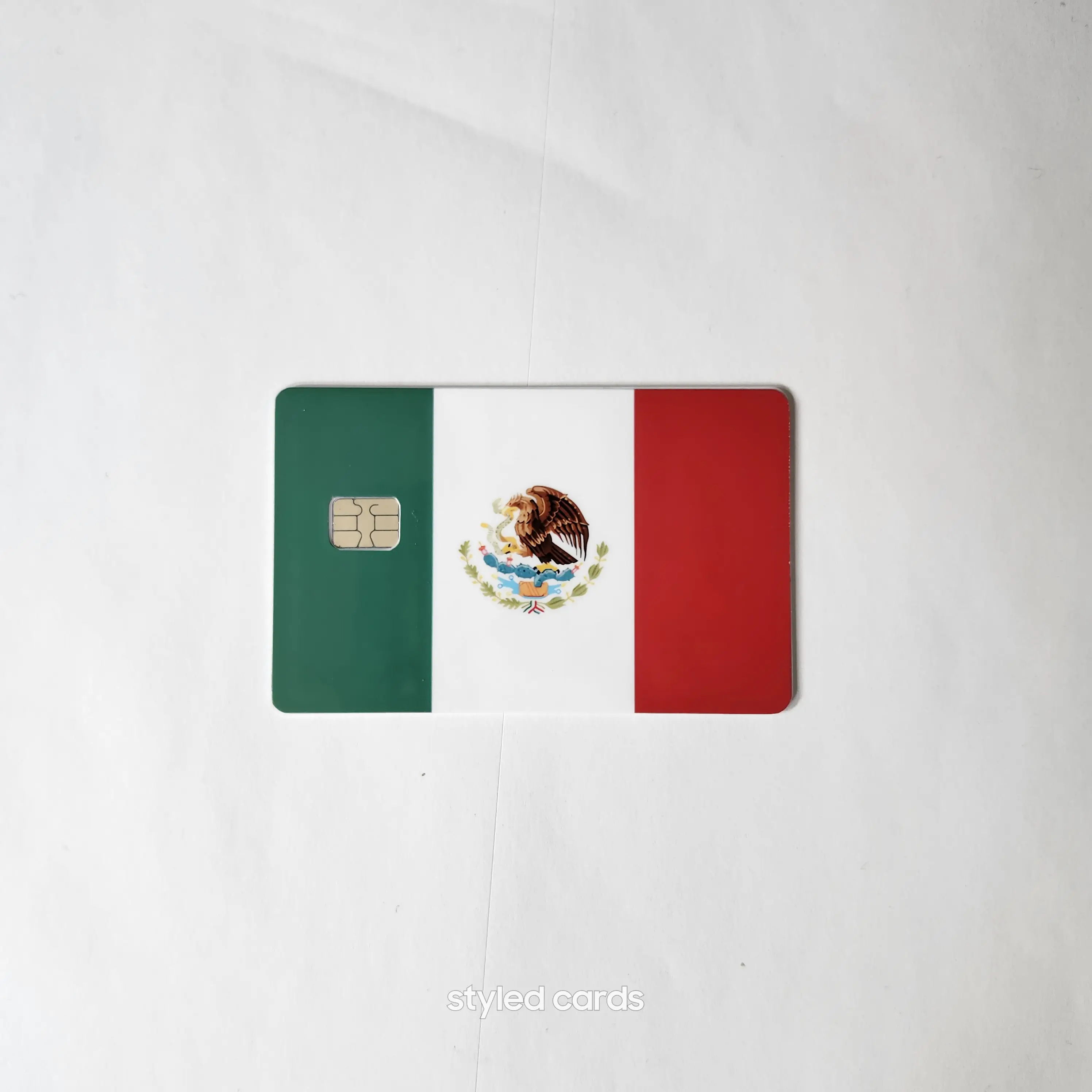 Mexican Flag Cardsticker - Green & Red Design Featuring National Emblem and National Phone Number