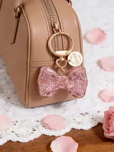 Full Rhinestone Bow Keychain, Car Key Fob Charm, Fashionable Pendant Keyring, Perfect Gift for Friends, All Seasons Accessory