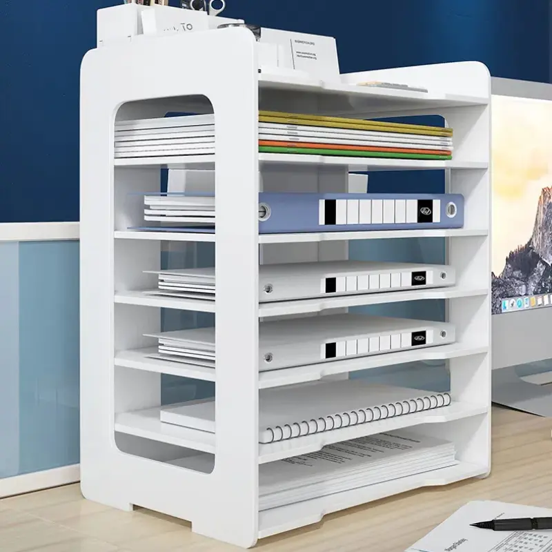 CNCEST 7-Tier PVC Material File Rack Organizer - 7-Slot A4 Paper Document Holder, Vertical Letter Tray for Office & Home, Space-Saving Desk Accessory, Desk Organizer Tidy, Stationary Organizer Holder