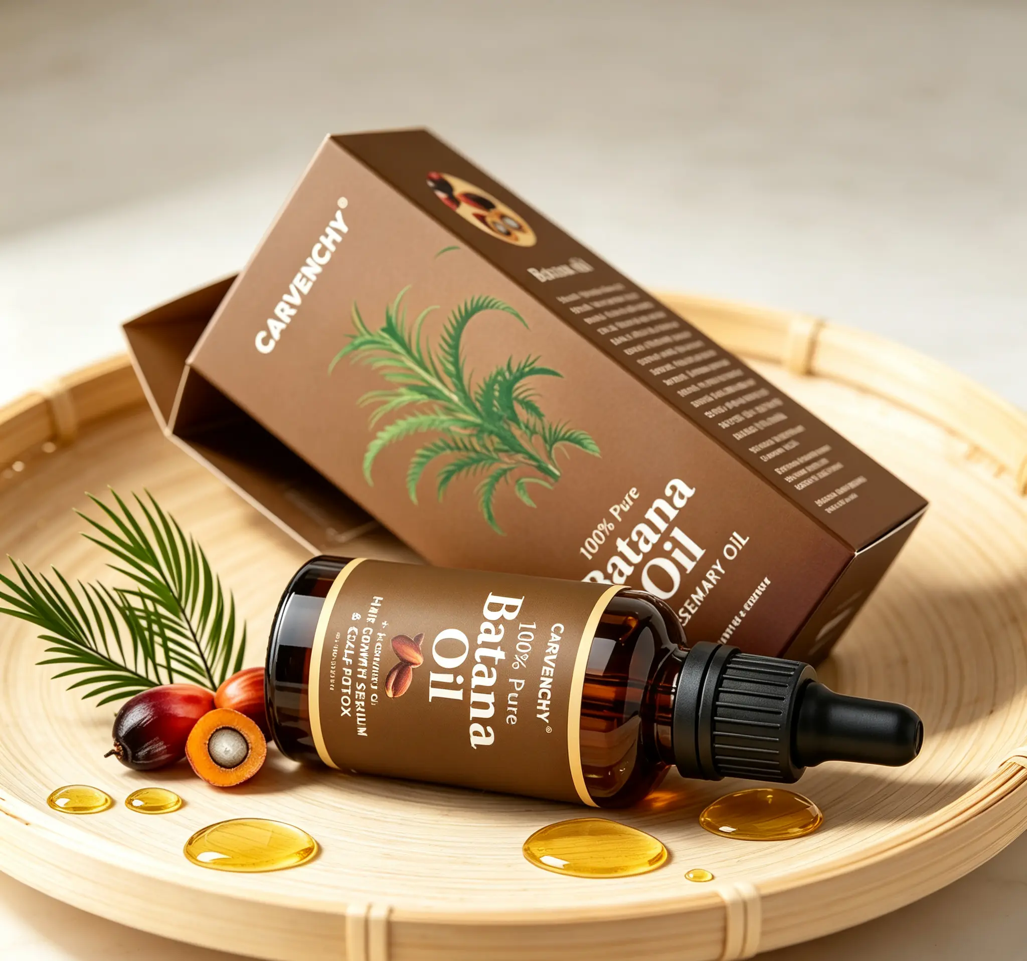 CARVENCHY Batana Oil Hair Treatment with Rosemary & Vitamin E, Scalp Nourishment for Strong Healthy Hair Real Growth Results, Deep Conditioner for Locs, Waves, Eyebrows, Eyelashes