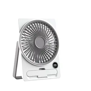 Portable Desktop Fan Rechargeable Card FanLED Display ,5 Speeds Ultra+ 【Level 1 Natural Breeze】 -Quiet Brushless Motor, Emergency Power Bank Function, Small Personal Cooling Fan for Office, Travel, Home.