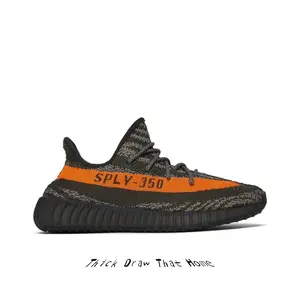 Dark Gray Zebra Jacquard Stretchy Breathable Woven Knit Upper With Bright Orange Graphic Stripe Solid Black Wavy Foam Thick Midsole Fashion Knit Sneakers for Men Women Daily City All Day Commute Outfit