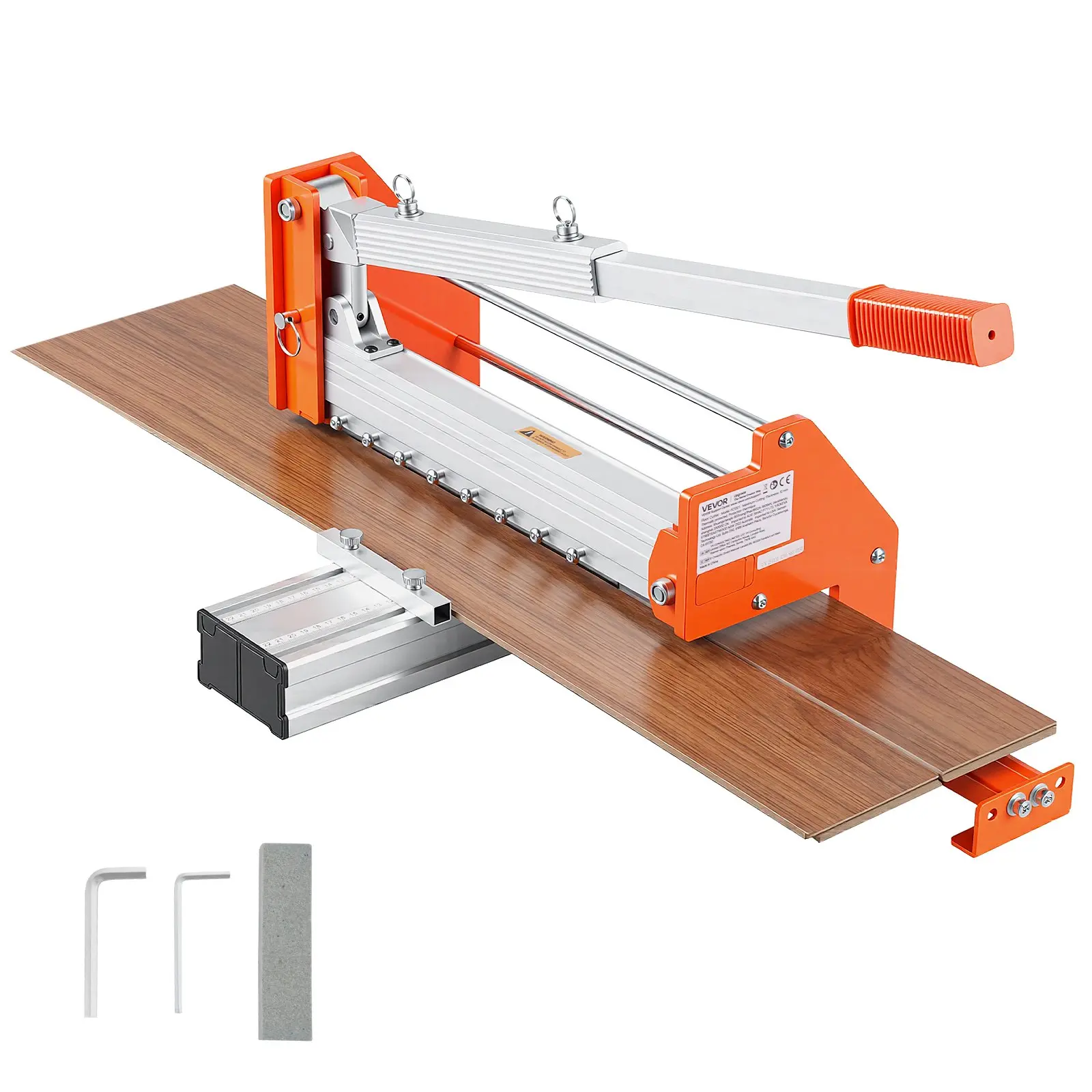 VEVOR 12 in Vinyl Floor Cutter, 12 mm Thick Laminate Cutter with Labor-Saving Design Aluminum Alloy Lever, Extendable Support Plate, Honing Stone, 26 lbs, (18.7+8.46) x 15.2 x 14.17 inch, Cuts Engineered Wood, LVT, VCT, SPC, LVP, Effortless Cutting