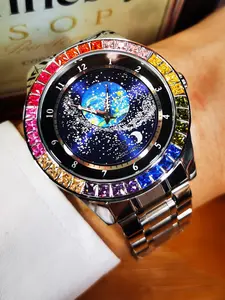 1pc Fashion Luxury Starry Sky Luminous Mechanical Watch for Men Top Brand Stainless Steel Band Business Casual Wristwatches