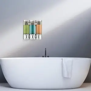 Shampoo and Conditioner Dispenser, 1 Set Bathroom Shower Bottle with Pump, Empty Liquid Soap Lotion Containers for Body Wash Dispenser, Wall Mounted Dispenser