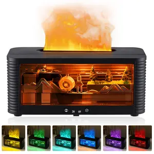 Real Flowing Water Flame Humidifier Water Drop Aroma Diffuser Waterless Auto Off Timer Mist Essential Oil Diffuser For Home Bedroom Office Relaxation Sleep Aromatherapy Fragrance Gift