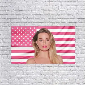 Margot Robbie v2 American Flag Tapestry – Actress Wall Art & Modern Room Decor | Hot Girl Flaghot actor wall art tv show tapestry