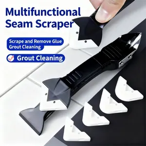Caulk Finishing Tool Set | 3-in-1 Scraper with 5 Replaceable Nozzles for Professional Sealant Lines in Bathroom & Kitchen