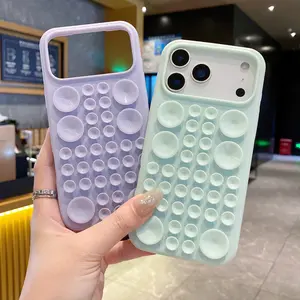 Suction Cup Phone Case for iPhone 17/16/15/14 Pro Max, Silicone Case with Strong Suction Grip, Shockproof Anti-Drop Protective Cover