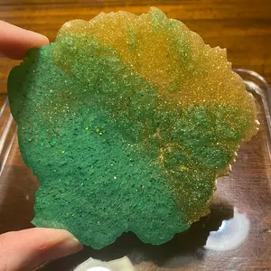 GreenGold gemstone inspired riser/coaster: handmade resin