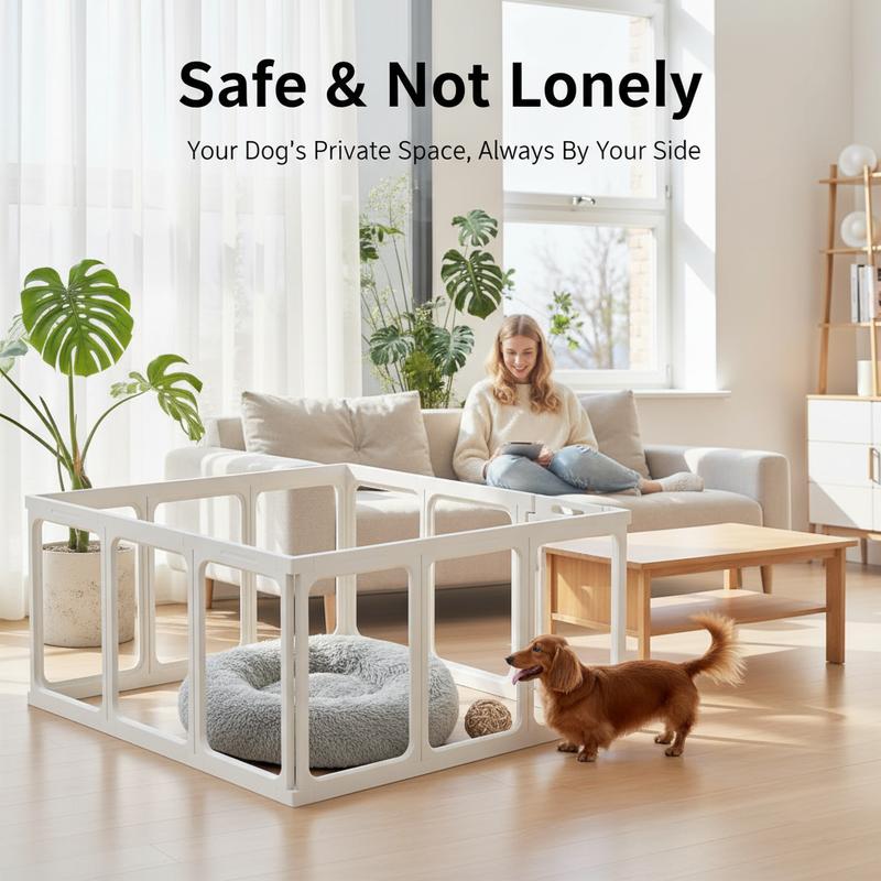 Acrylic Dog Pen,Clear Dog Play Pen for Puppy Cat Rabbit Ferret Transparent Easy Assemble Whelping Crate Kennel Cage Enclosure Sturdy & Easy Cleaning Suitable for Small Pets