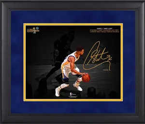 Stephen Curry Golden State Warriors Framed 11" x 14" 2017 NBA Finals Champions Triple-Double Spotlight Photograph - Facsimile Signature