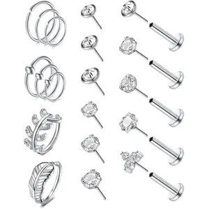 20G 18G Cartilage Earring for Women Silver Gold Helix Piercing Jewelry Tragus Earrings Threadless Earrings Tragus Piercing Helix Piercing jewelry