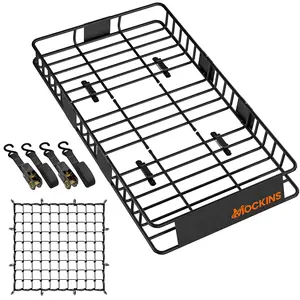 Mockins Rooftop Cargo Carrier Basket - Adjusts from 43-64"L x 39"W x 6"H | 250 lbs. Capacity Cargo Basket + Exterior Automotive Accessories.
