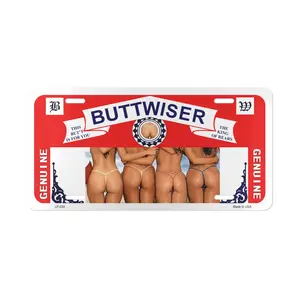 Buttwiser Beer Girls Novelty Metal License Plate, Gift for Him, Decorative License Plate, Front Car Truck Tag, 12 inch x 6 inch with 4 holes