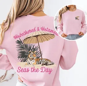 Seas the Day: Unbothered & Untamed Beach Tiger T-Shirt or Sweatshirt