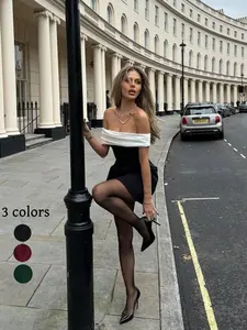 One Shoulder Colorblock Party Dress, Backless Slim-Fitting Short Dress, Elegant Christmas & Holiday Wear, Fall & Winter Fashion Womenswear