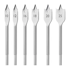 Spade Drill Bit Set Paddle Flat Bits, Hex Shank Quick Change Drill Bit Set for Woodworking, Flat Hole Cutter, Wood Drill Bit, 6pcs