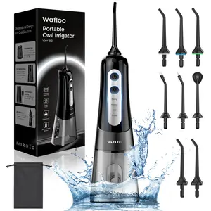 Wafloo Water Dental Flosser Cordless for Teeth, 8 Jet Tips, 4 Modes Oral Irrigator Portable with 300ML Tank Rechargeable IPX7 Waterproof