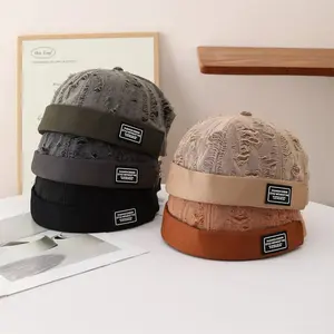 2026 New Distressed Beanie Cap for Men Women Vintage Streetwear Docker Cap Dome Melon Brimless Cap Soft Comfortable Hip-hop Cap
