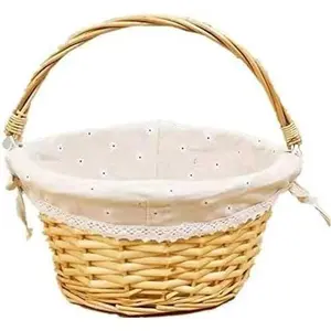 Easter Basket, Nature Easter Baskets for , Large Wicker Easter Basket Empty with Handle, Basket Tags, Woven Rope Egg Easter Baskets for Boys Girls   , Picnic Basket