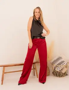 Tall Satin Pants | Maroon
