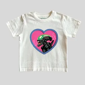 Vintage Alien Graphic Baby Tee, Retro Xenomorph Tshirt, 90s Y2k Sci-Fi Tee