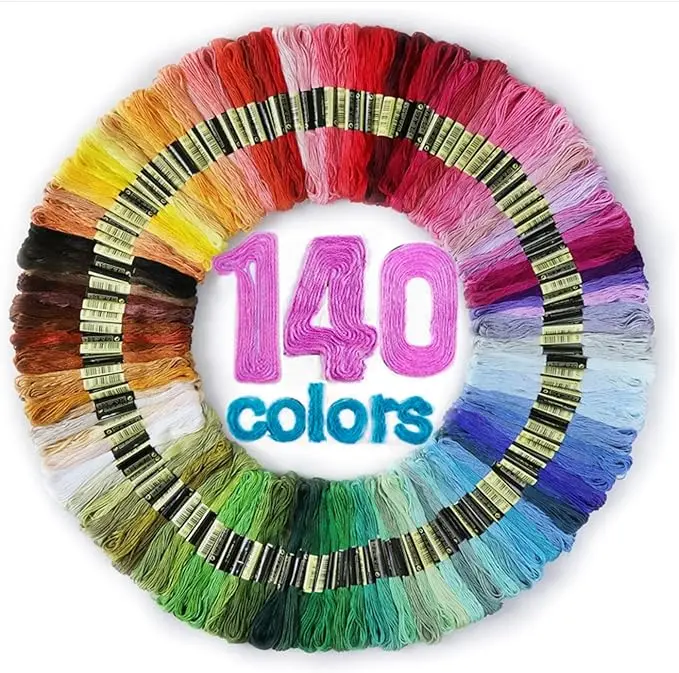 Embroidery Thread Floss 140 Colors Quilting Thread Skeins Friendship Bracelet String Making Bracelets Cross Stitch Kit Supplies Thin Yarn Sewing Patterns Cotton Strings Crochet Braces Wrap