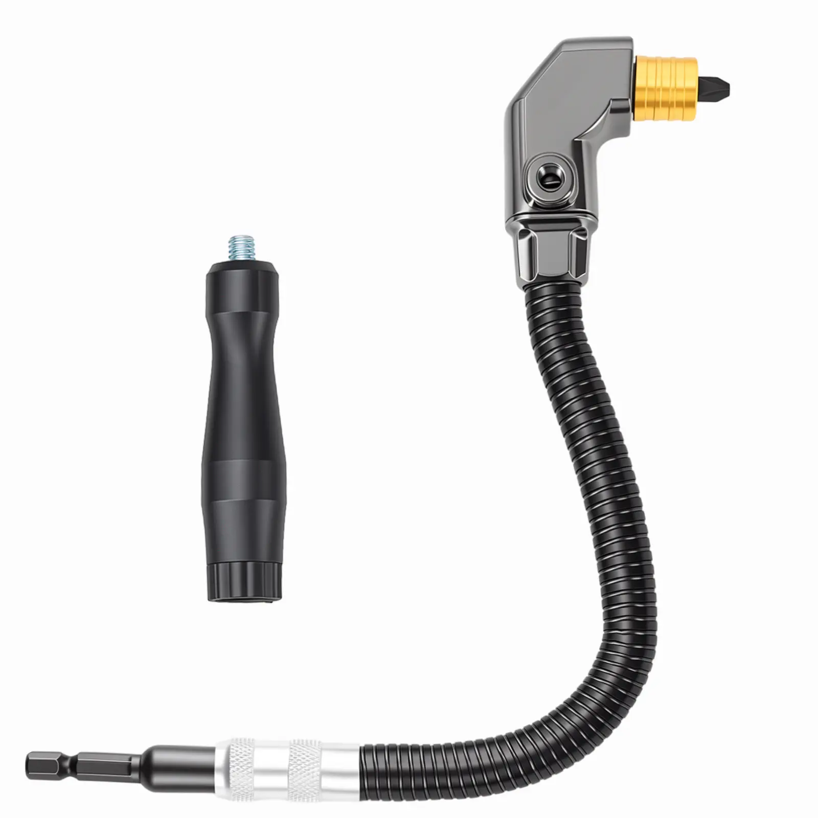 GJAHSH 90-Degree Right Angle Drill Attachment, Swivel Corner Drill Adapter Tool for Confined Spaces, Heavy-Duty Electric Drill Extension for Furniture, Closets, and Woodworking