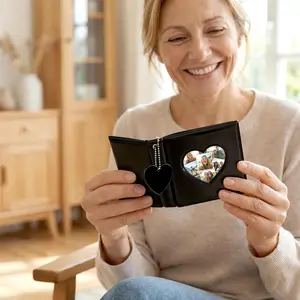 3 Inch Mini Photocard Binder, Heart Hollow Design with 32 Pockets, Mirror Effect Kpop Photo Card Album with Pendant, Portable Cute Protective Collectible Book for Kpop Fans & Idol Cards