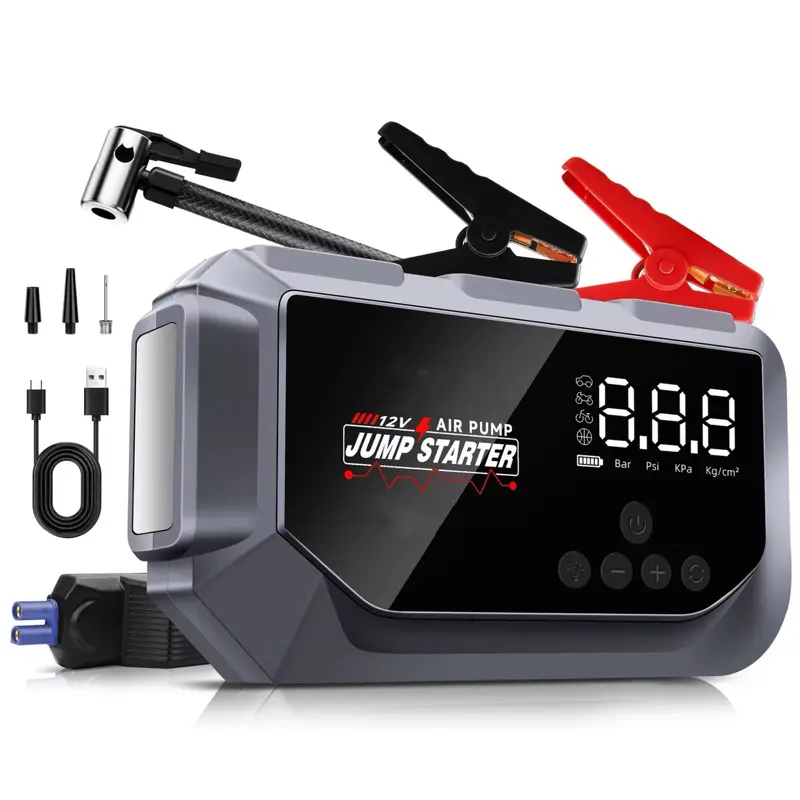 Multifunction jump starter with air inflator, led light, mobile charger ,12000 mah