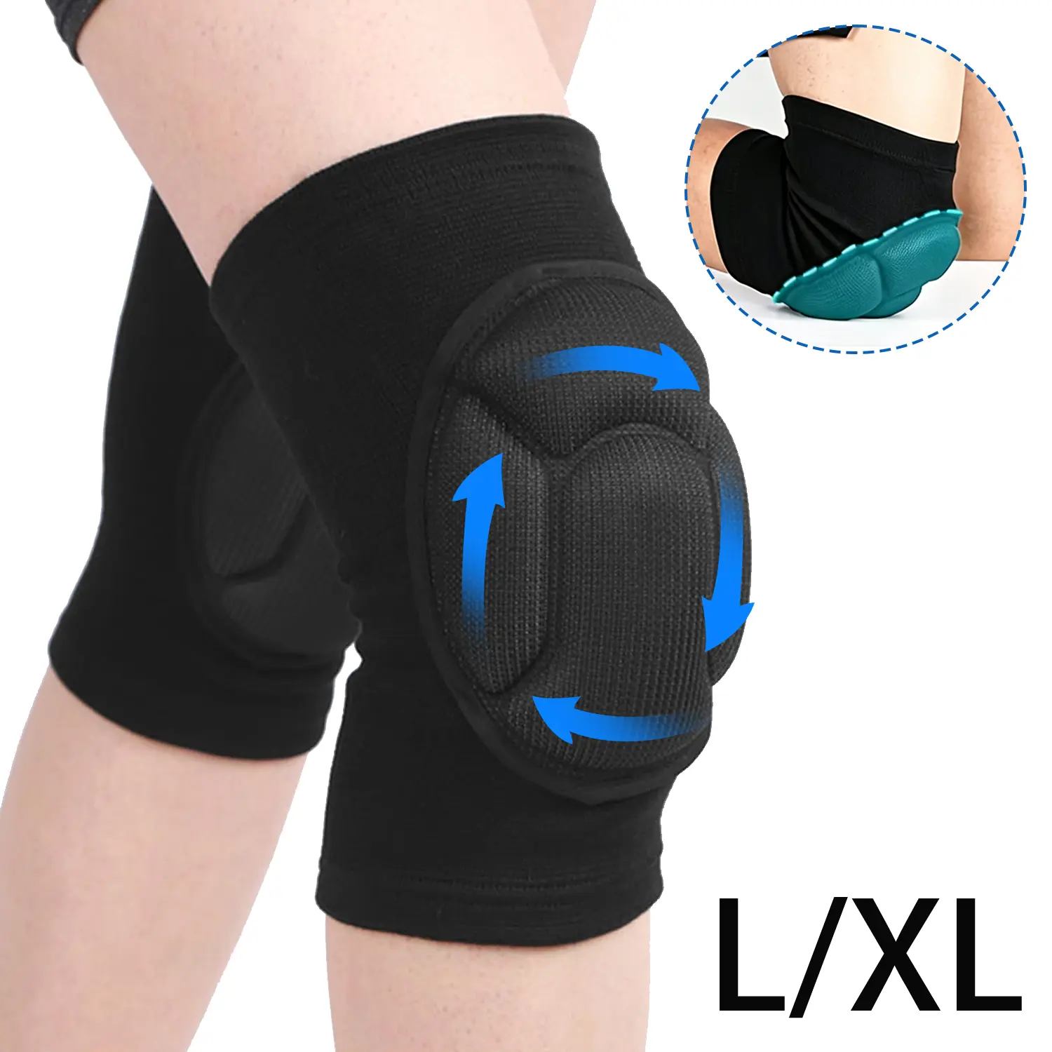 2-Pack Thick Shock-Absorbing EVA Sports Knee Pads, High-Elasticity Support, Anti-Slip and Anti-Collision Knee Sleeves, Suitable for Wearing During Outdoor Fitness Training to Protect Your Knees guards backtoschool