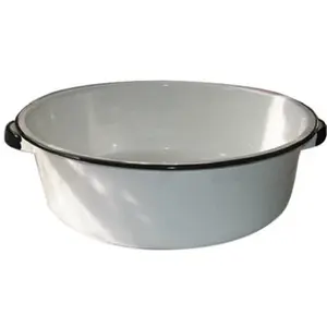 212 MAIN 6416-4 White Ceramic Steel Dish Pan, 15 Qt Large Kitchenware Ceramic Bakeware Casserole for Baking Tools