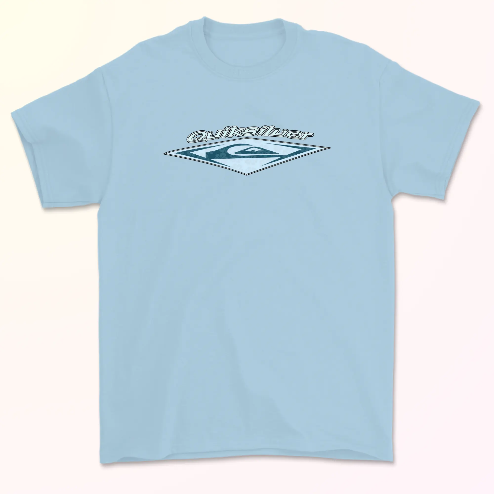 90s Old Quick silver border ネイティブ　サーフ Rare!! Vintage 90's QUIKSILVER Logo Faded Surf Tee Shirt Boys