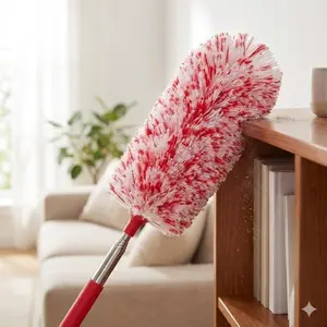 Extendable Telescopic Duster Pole, 3-Section Adjustable for Various Heights, Anti-Static Feather Duster Head for Dust-Free Cleaning on Blinds, Lights, Furniture. Washable & Reusable Eco-Friendly Cleaning Brush, Microfiber Duster
