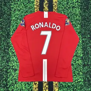 0708Vintage Long Sleeve Home Red7 Ronaldo Soccer Jersey
