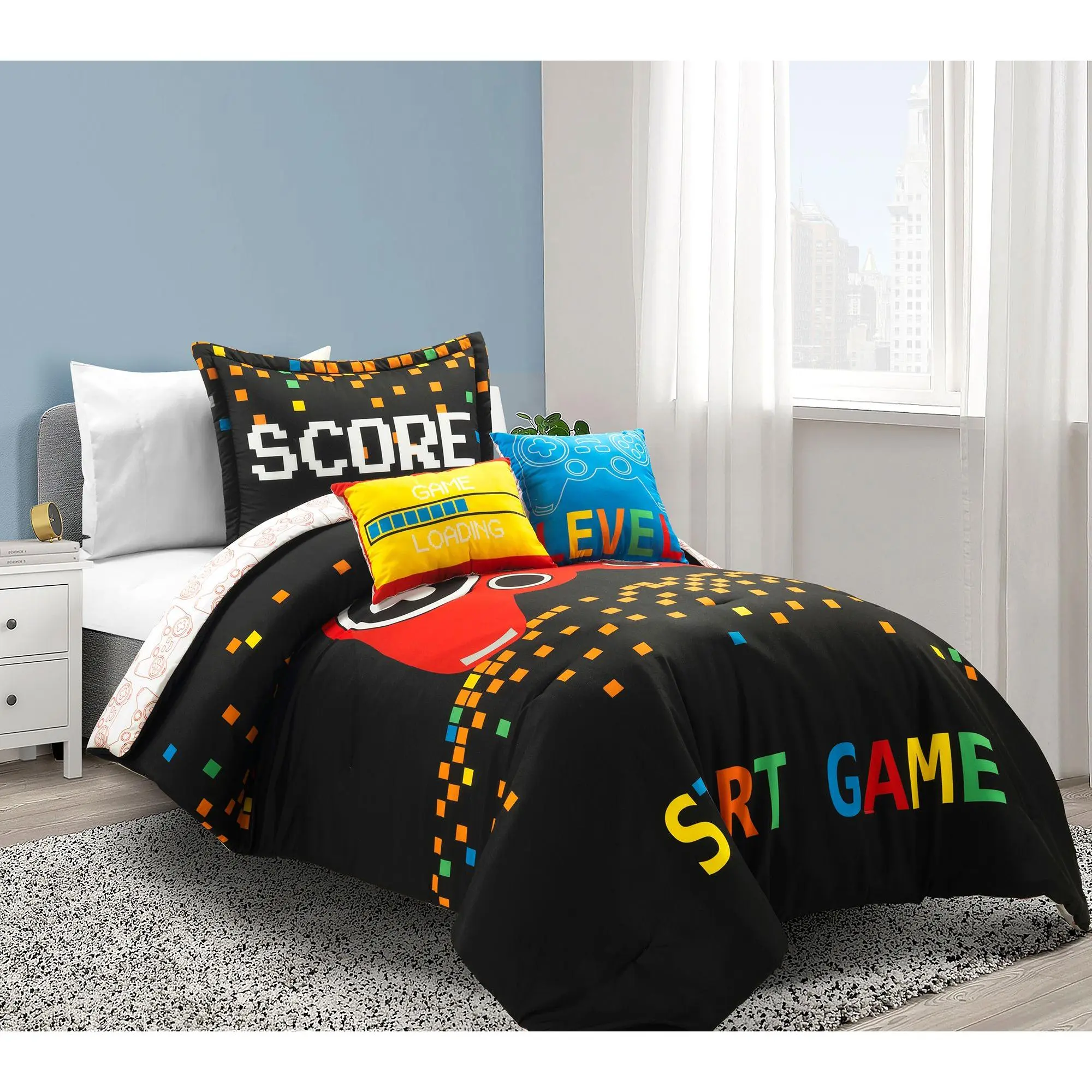 Lush Decor Video Games Reversible Comforter 4PcTwin
