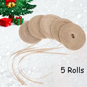 5 Rolls Decorative ribbon,1/4 Inch Burlap Ribbon,Linen Ribbon f For Christmas Tree,Party Decor,Wreath Decor,HomeDecor,BowsDecor,Christmas Tree Decor
