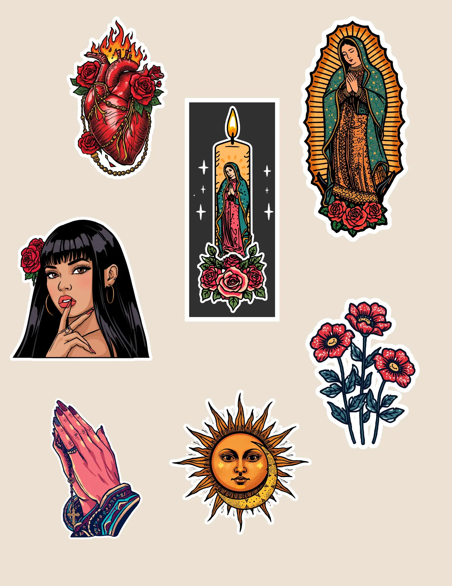 Have Faith Sticker Pack | Chicana Faith Sticker Sheet | 7 Stickers | La Muñeca Dorada