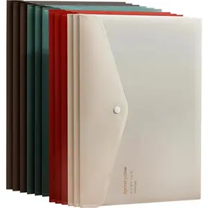 File Folders Letter Size 12 Plastic File Envelopes with Snap Closure, A4 Filing Envelope Project Folder Holder File Pockets Jacket Document Letter Organizer (4 Colors)