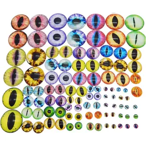180 count Assorted 9 Sizes Dragon Eyes Flatback Glass Cabochons for Doll Making Craft  Toys DIY Supplies 6mm 8mm 10mm 12mm 15mm 18mm 20mm 25mm 30mm
