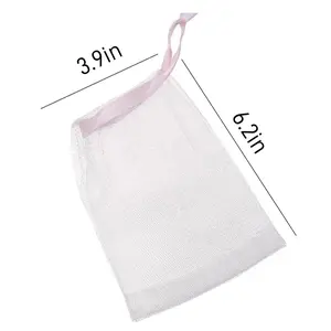 10 Counts Foaming Net Exfoliating Mesh Soap Bag Face Cleansing Foaming Nets, White Pouch with Drawstring for Bath & Shower Scrub Cleansing  Soap Bubble Mesh Bags